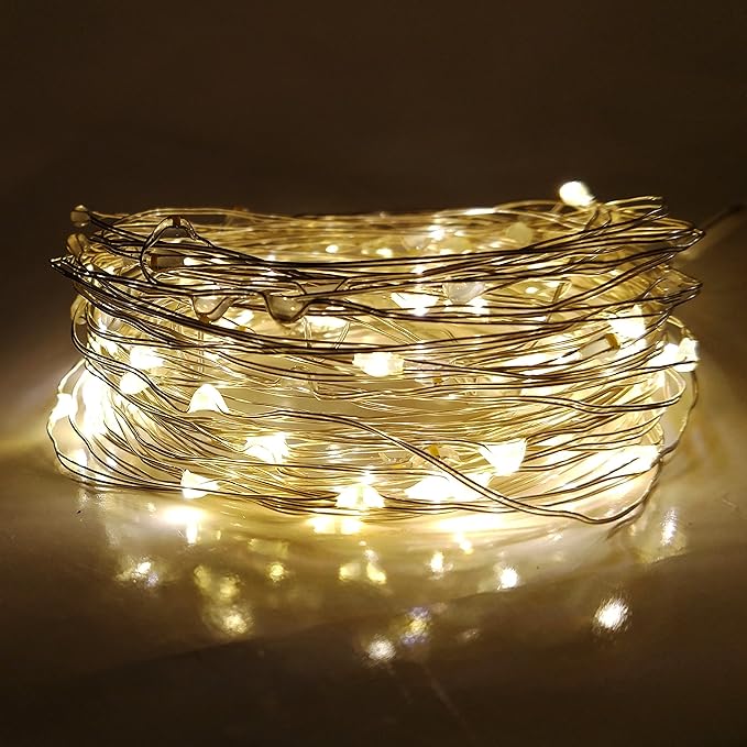 Hometown Evolution, Inc. Solar Powered Micro LED String Lights - 100 LED, 33 Feet - Warm White, 8 Modes, Outdoor | Lumora