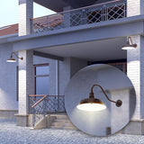 14in. Architectural Bronze Outdoor Gooseneck Barn Light Fixture with 22in. Long Extension Arm - Wall Sconce | Lumora