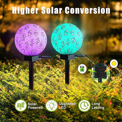 Bee Design Solar Pathway Lights Outdoor, Waterproof LED Garden Light with 7 Colors, Auto On/Off Landspace Lantern, Garden Decor for Yard, Patio, Planter, Walkway