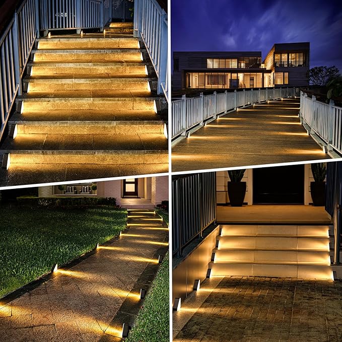 echosari 6 Pack Solar Step Lights for Outside, Ultra Bright Outdoor Stair Lights Auto ON/Off, 2835 SMD LEDs Outdoor | Lumora