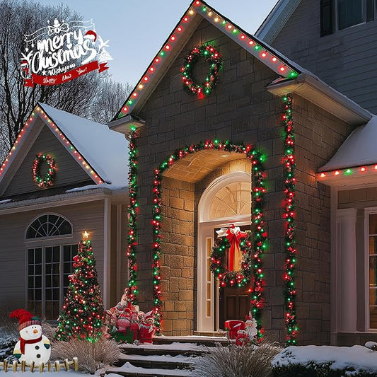 JMEXSUSS 200 LED Red and Green Halloween Lights Outdoor, 66ft Christmas String Lights Indoor Clear Wire Plug in for Bedroom Party Christmas Tree Halloween Decorations