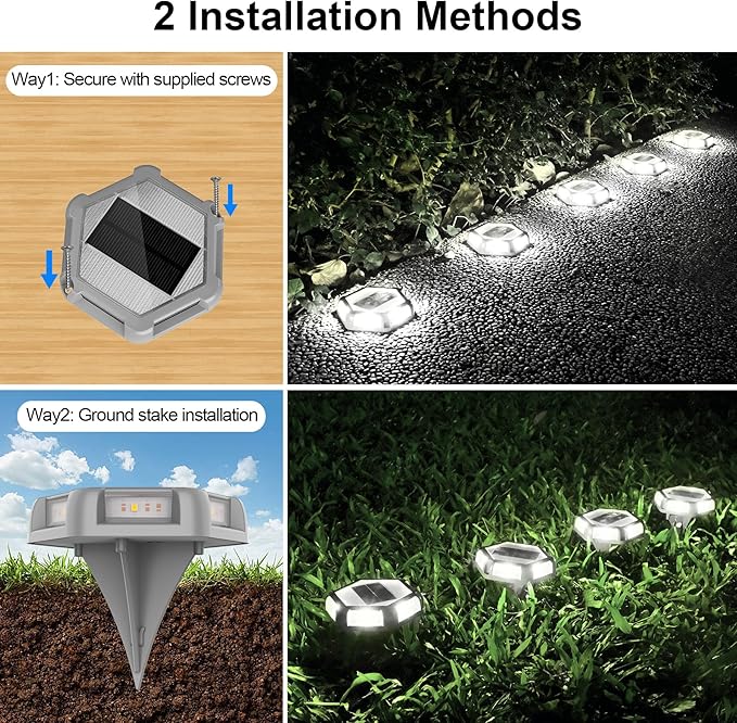 Solar Dock Lights Driveway Deck Lights - 12 Packs Waterproof Outdoor LED Aluminum Dock Lighting Warning Step Light | Lumora