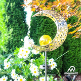 MCSSMOON Solar LED Crescent Moon Garden Light – Waterproof Metal Stake with Crackled Glass - Outdoor Path Light | Lumora