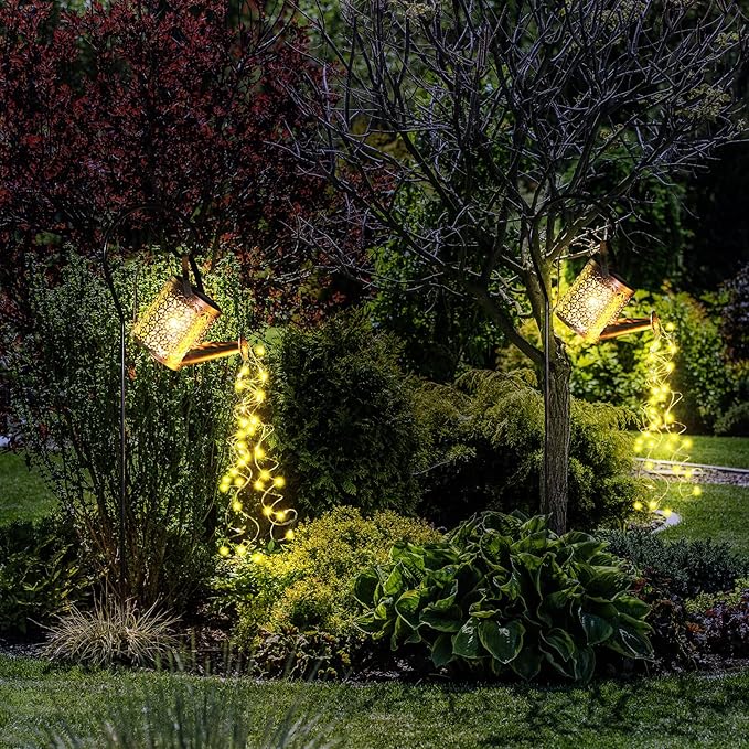 Fabbay 4 Pcs Solar Watering Can with Lights Outdoor Waterproof Solar Lights with Hook Retro Decorative Hanging | Lumora
