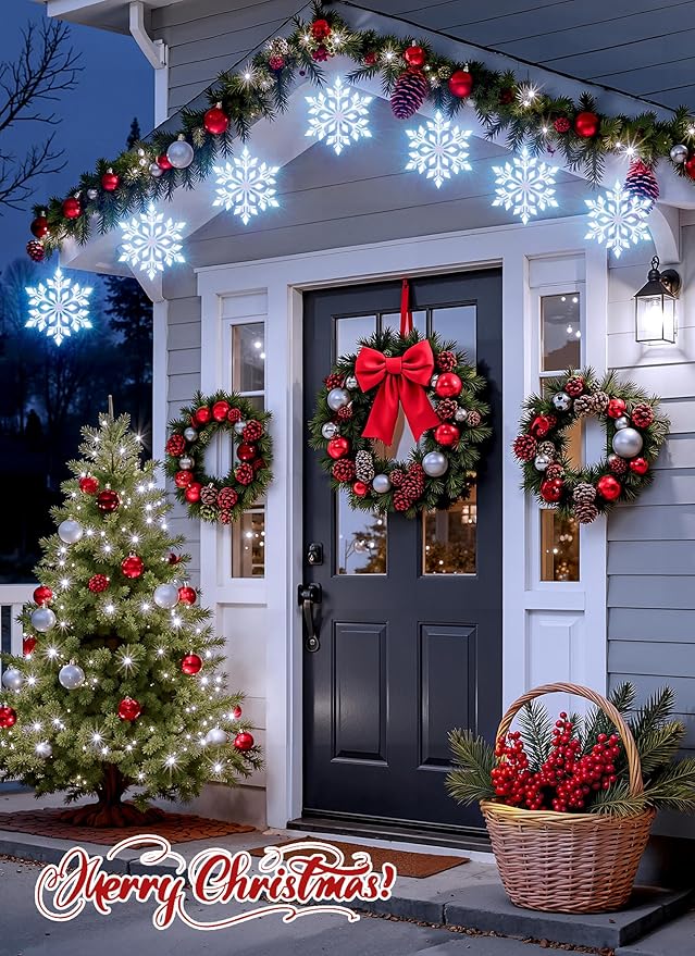 Brightown Snowflake Lights Outdoor, 10 Large Snowflake Christmas Pathway Lights, Christmas Decorations Outside Yard Sidewalk Walkway Driveway Marker Garden Lawn Stakes with LED Lights, White