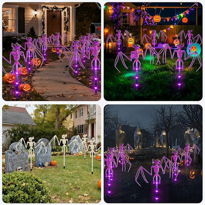 2Pack Halloween Outdoor Solar Garden Light 3D Terrifying Bat Purple Light Pole, Halloween Path Light, Suitable for Courtyard, Garden, and Party Decoration