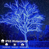 100FT 300 LED Christmas Lights Outdoor, Blue Christmas Tree Lights with 8 Modes Waterproof, Plug in Green Wire | Lumora