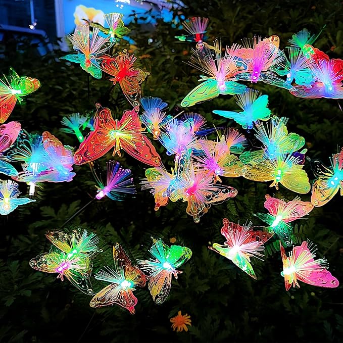 JJGoo 2 Pack Solar Garden Lights, Solar Butterfly Swaying Light for Outside, New Upgraded Outdoor Waterproof Light | Lumora
