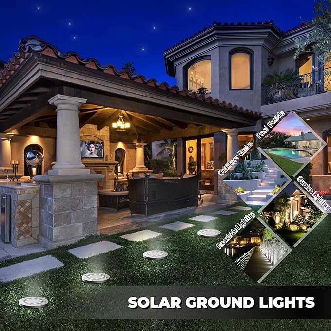 Solar Lights Outdoor 12 Pack, Solar Garden Outdoor Waterproof Pathway Lights Bright In-Ground Light Outdoor Lighting Decor for Lawn, Patio, Yard, Driveway, Step and Walkway White Light