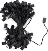 Holiday Lighting Outlet C9 Christmas Light String, Patio Event Lighting, Black Cord, 12" Socket Spacing, E17 (100'') | Lumora
