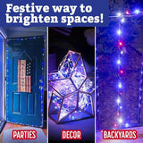 Red, White, & Blue USA Fairy String Lights (2 Pack) - 66ft / 20 m- Patriotic LED Outdoor Indoor Decorations for | Lumora