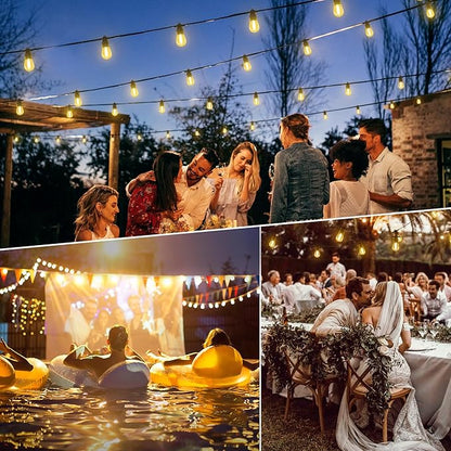 Ollny Outdoor String Lights, 25 FT Waterproof Connectable Patio Lights with 9+1 Shatterproof S14 Bulbs(1 Spare), Outside Hanging Light for Balcony, Porch, Yard, Garden, Backyard (Pack of 2)