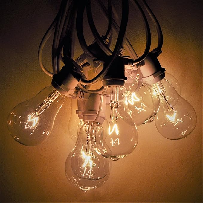 Hometown Evolution, Inc. Commercial Grade Vintage Edison Outdoor String Lights (PS50 Clear - Commercial White Wire | Lumora