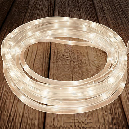 Outdoor Solar Rope Lights - Solar Powered Cable String 100 LED Lights with 8 Modes for Patio, Backyard, Garden, and Events by Pure Garden (Warm White)