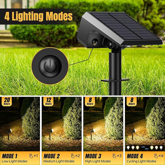 Solar Spot Lights Outdoor, [6 pack/118 LED] 4 Modes Auto On/Off Solar Landscape Spotlights, Ip67 Waterproof Solor | Lumora