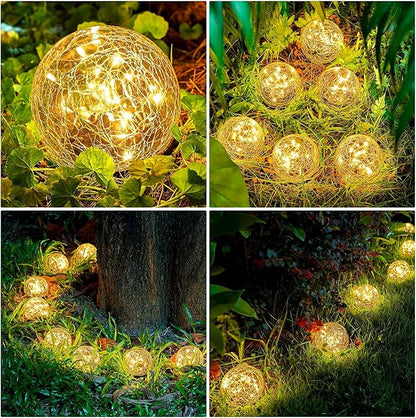 Honoson Solar Globe Lights Outdoor - Waterproof Cracked Glass Balls for Garden, Patio, Lawn & Yard, Warm White Solar LED Lights with Easy Installation & Durable Design(3.9 Inch,4 Pieces)