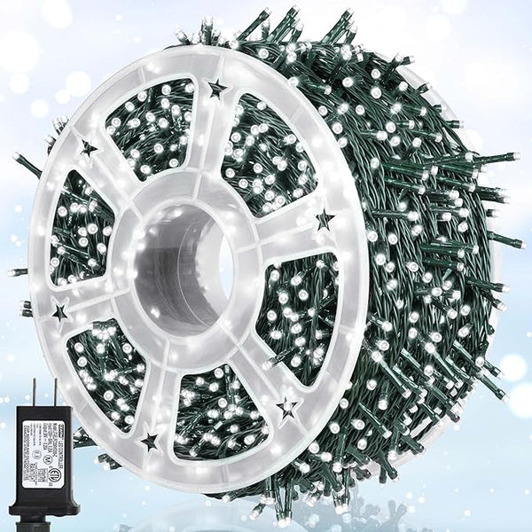 164Ft 500 LED White Christmas Lights, Waterproof 8 Twinkle with Memory Functions Christmas Tree Lights for Indoor | Lumora