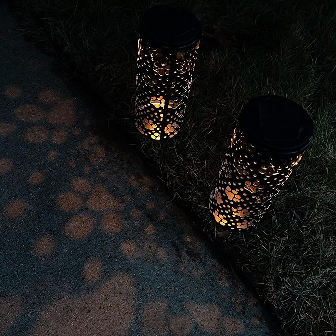GreaterGood Paw Prints Solar Pathway Lights - Set of 2 Yard Lighting Outdoor Pet Lover’s Garden Décor (Paw Prints)