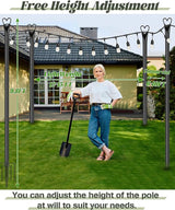 XDW-GIFTS String Light Poles with Fork for Outdoor, 4 Pack 9.8 FT Tall Metal Posts for Hanging String Lights Patio | Lumora