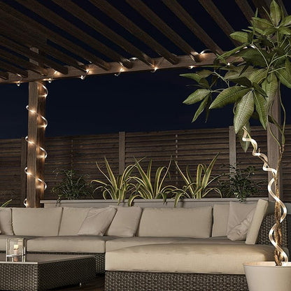 Outdoor Solar Rope Lights - Solar Powered Cable String 100 LED Lights with 8 Modes for Patio, Backyard, Garden, and Events by Pure Garden (Warm White)