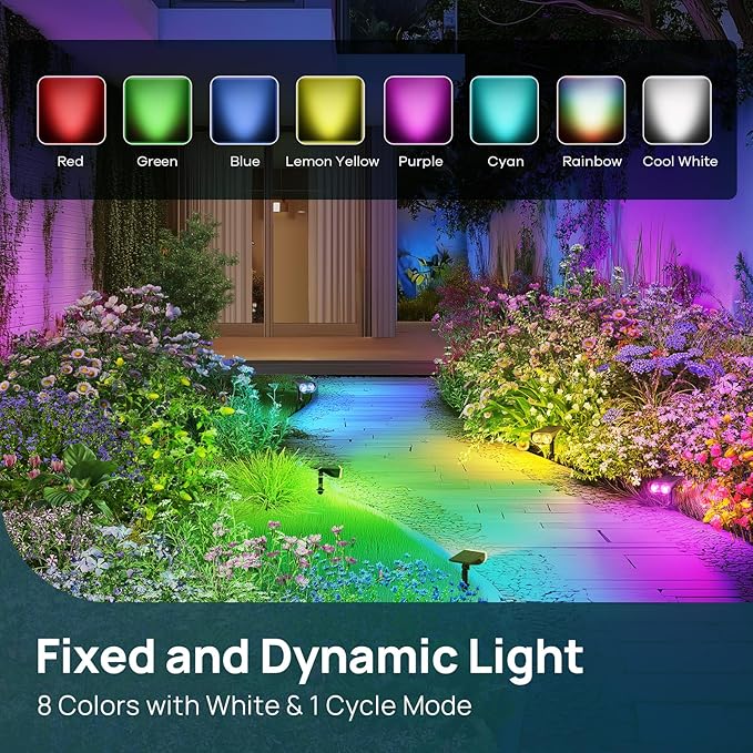 Linkind Solar Lights Outdoor Waterproof IP65, StarRay RGB Solar Spot Lights Outdoor, Color Changing Outdoor Solar | Lumora