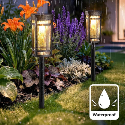 iBaycon Solar Pathway Lights, 8 Pack LED Solar Powered Garden Lights Outdoor Waterproof for Yard Path Landscape Lawn Stairway Walkway (Warm White)