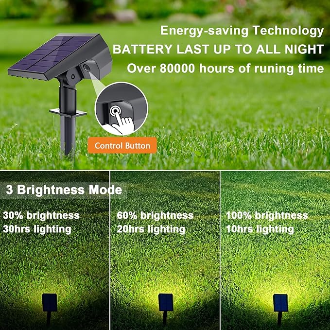 Solar Spot Lights Outdoor, [6 Pack/3 Modes] Solar Landscape Spotlights IP67 Waterproof Solar Powered Outdoor Lighting Products for Landscaping Garden, Yard, [Cold White/62 LED] Spotlight Dusk to Dawn