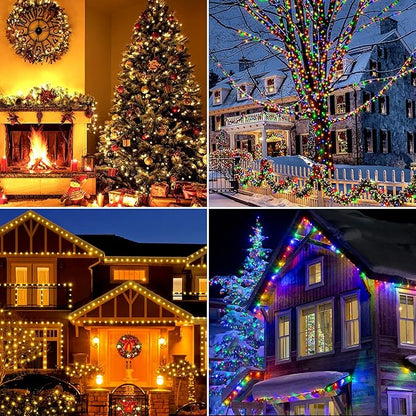 Tcamp Christmas Tree Lights, 164FT 500 LED Color Changing Christmas Lights with Remote Memory Timer, 11 Modes Green Wire Plug in String Light for Outdoor Indoor Decor (Warm White+Colored)