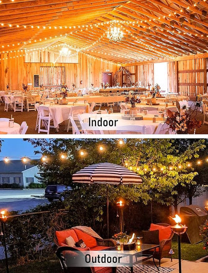 50FT LED Outdoor String Lights with 52 (2 Spare) Frosted Patio Shatterproof Bulbs,Commercial Grade Waterproof Patio Lights,Decorative for Garden Christmas Patio,Backyard, Balcony