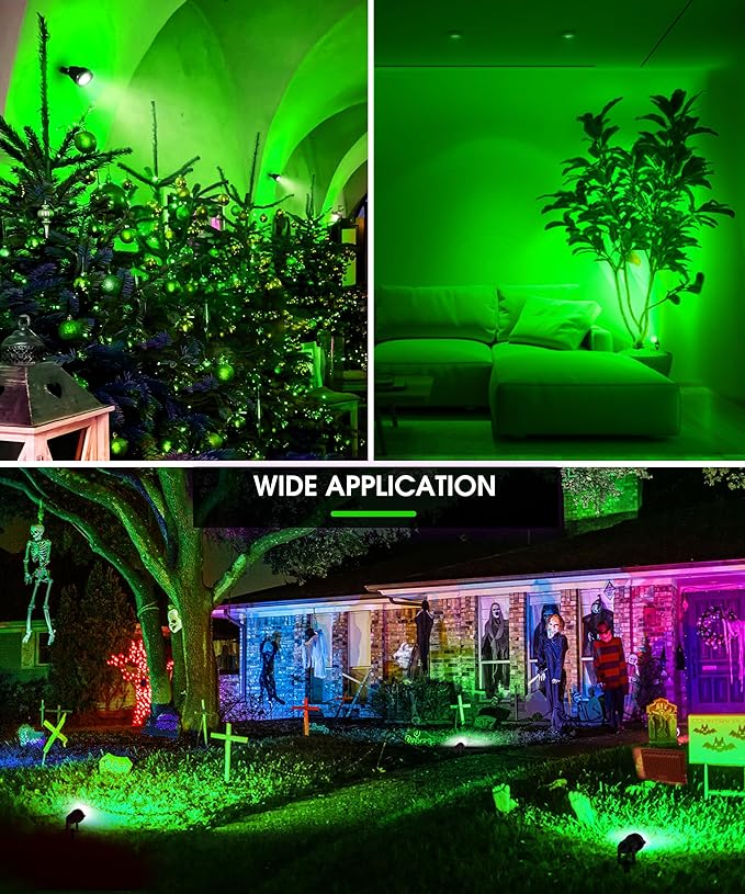 L LOHAS LED Green Spotlight Outdoor, Tree Spot Lights for Yard, Auto On/Off 5W 120V Landscape Lighting for House | Lumora