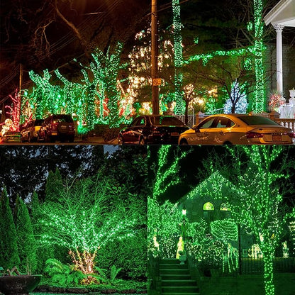 3 Sets Christmas Lights, 150 Count 33 FT Each Mini String Lights, Green Wire Fairy Lights, 120V UL Certified Connectable St Patricks Day Light for Holiday Winter Patio Party Outdoor Decoration, Green