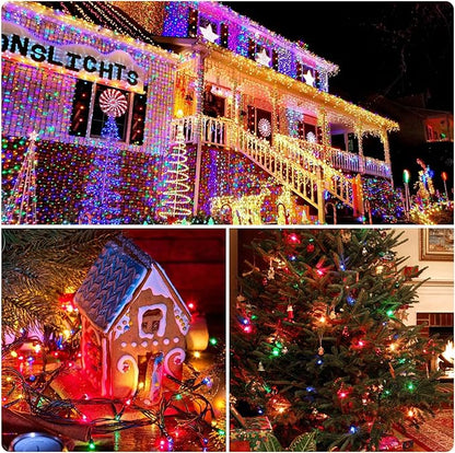 XTF2015 Christmas String Lights 170FT 500 LED, End-to-End Plug 8 Modes Memory Function with Timer - UL Certified - Outdoor Indoor Fairy Christmas Lights for Tree, Patio, Garden, Holiday (Multicolor)