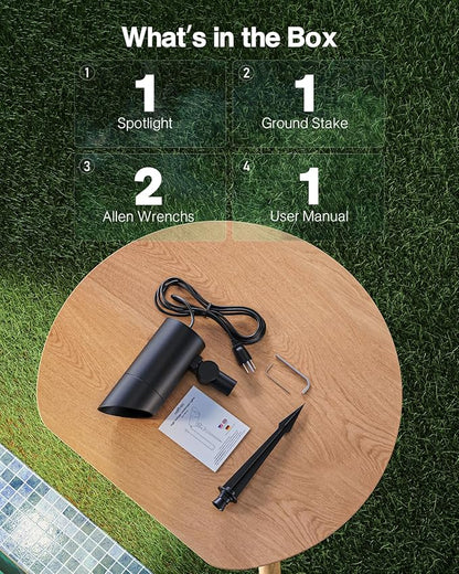 HIBOITEC 1 Pack 30W Outdoor LED Spot Lights 120V Plug in Flag Pole Light 3000LM 3000K Warm White Waterproof Landscape Spotlight for Yard Garden Tree Statue, 5.9 FT Cord with Plug