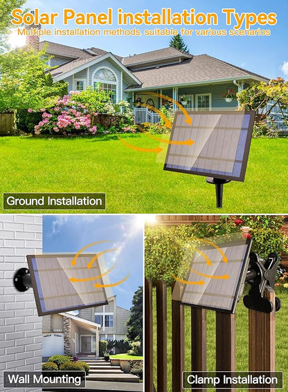 Ollny 25+2 LEDs ST38 Solar String Lights for Outside, 50 FT USB & Solar Dual Charging Outdoor String Lights, 3 Modes 5 Timers 10 Brightness 2200K Waterproof Patio Light for Porch Garden Camping