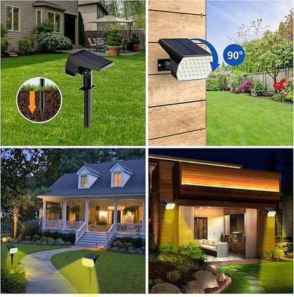 Solar Spot Lights Outdoor - 74 LED 3 Lighting Modes 2-in-1 Solar Landscape Spotlights, IP65 Waterproof Outdoor Solar Lights for Yard Garden Pathway Outside Landscape - 4PK