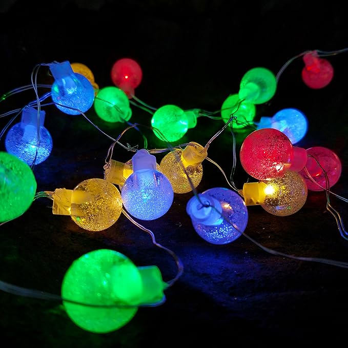 Hometown Evolution, Inc. Solar Powered Air Bubble Sring Lights - 30 LED Multi Colored, 8 Modes, Outdoor Waterproof for Gardens, Patios, Yards, Home, Parties and More