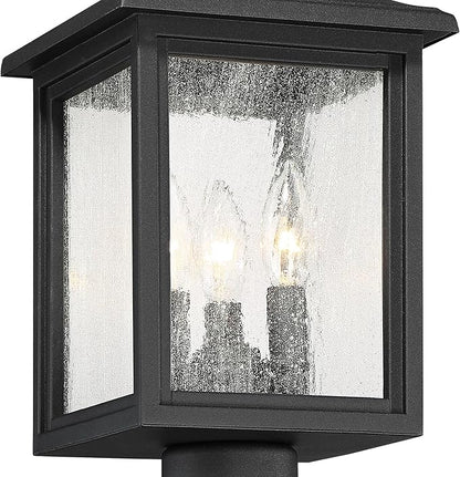 John Timberland Moray Bay Mission Outdoor Post Light Fixture Style Black Steel 17" Clear Seedy Glass for Exterior House Porch Patio Outside Deck Garage Yard Garden Driveway Home Lawn Walkway