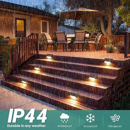 SOLPEX Solar Fence Lights Outdoor, Solar Step Lights Waterproof LED Deck Lights for Stair, Balcony, Railing, Front Porch, Yard, Garden and Patio Decor (8 Pack Warm White)