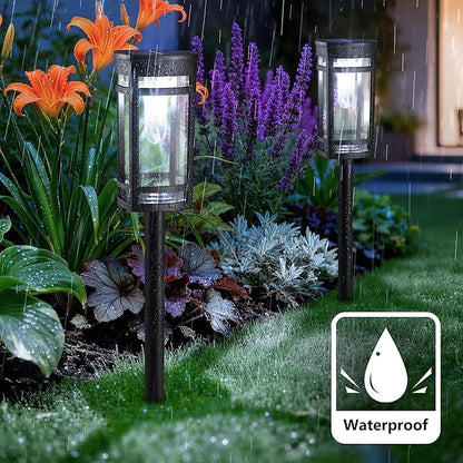 6 Pack Outdoor Solar Pathway Lights - Solar Landscape Lights Outdoor Walkway Solar Garden Lights for Lawn, Path, Yard Decor (Cool White)