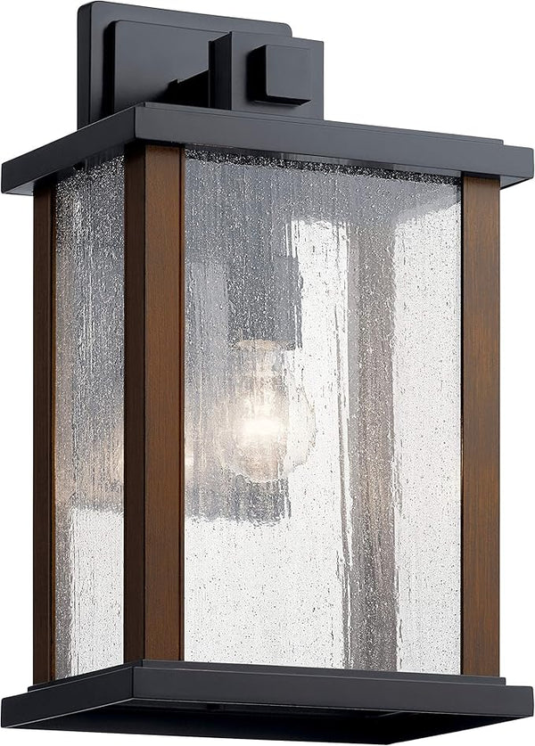 Kichler Marimount 17" Outdoor Wall Light in Black, 1-Light Exterior Wall Sconce with Clear Seeded Glass, (17" H x | Lumora