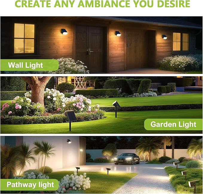 DAMINY Solar Spotlights Waterproof IP65,Auto On/Off,3000K 2 Lighting Modes Solar - Outdoor Security Flood Light | Lumora