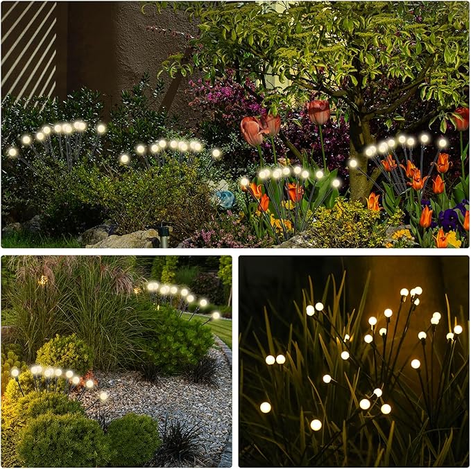 PATIKIL Solar Garden Lights - 10 LED Lamp Solar Swaying Firefly Light, Sway by Wind, Waterproof Solar Outdoor Lights for Path Landscape, Yard Patio Pathway Decoration (4PCS)