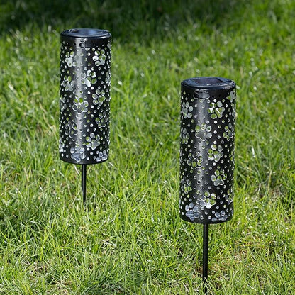 GreaterGood Paw Prints Solar Pathway Lights - Set of 2 Yard Lighting Outdoor Pet Lover’s Garden Décor (Paw Prints)