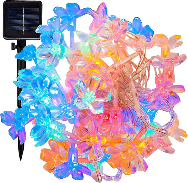 Hometown Evolution, Inc. Solar Powered Peach Blossom String Lights - 30 LED Multi Colored, 8 Modes, Outdoor | Lumora