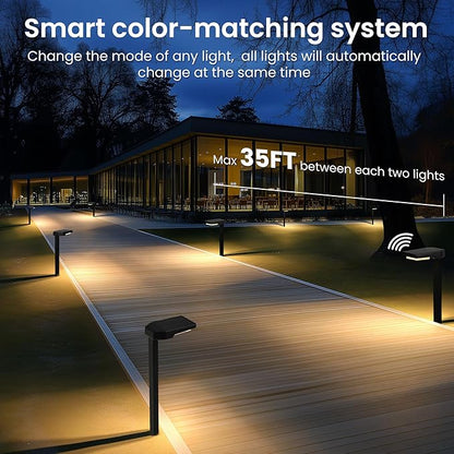 Solar Pathway Lights Outdoor, Smart Color Changing with 9-in-1 (Warm White/Cool White/RGBCW) Modes,Bright Landscape Lighting Waterproof for Walkway,Garden,Driveway,Yard,Patio(4pack)