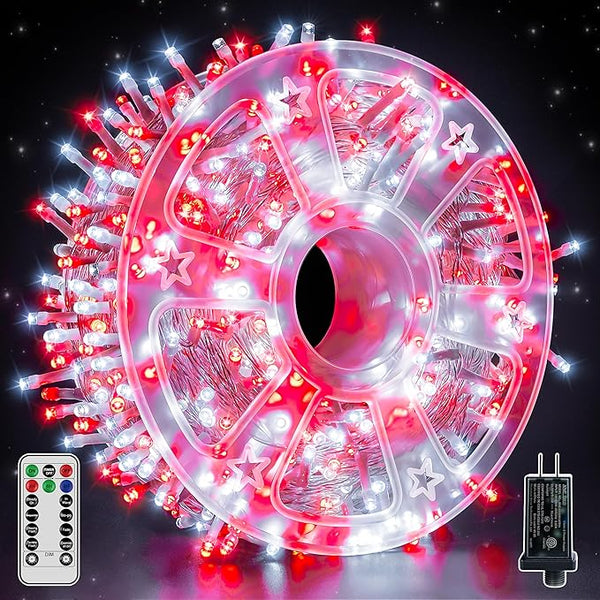 Christmas Lights 600 LED 98FT, Waterproof Outdoor String Lights with Remote and Timer, 8 Modes Dimmable Fairy | Lumora