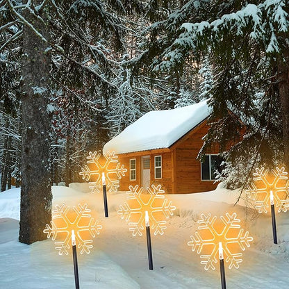 Solar Led Pathway Lights Snowflake Path Light for Christmas Decoration Waterproof Garden Light Yard Decoration Warm White (Snowflakes)
