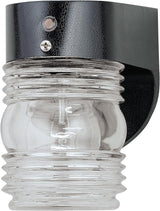 Westinghouse 6694900 Traditional One-Light Outdoor Jelly Jar Wall Fixture with Dusk to Dawn Sensor, Black Finish on | Lumora