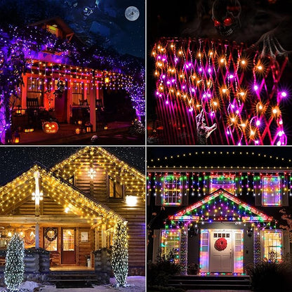 Joomer RGB Christmas Icicle Lights - 95FT Color Changing Outdoor String Lights with Remote Timer, Dripping Blood Effect for Haunted House, Roof, Eaves, Christmas Decor (Non-Connectable)