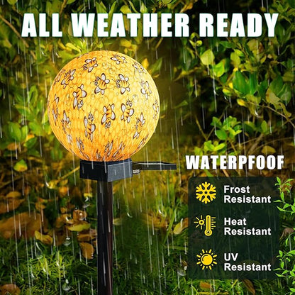 Bee Design Solar Pathway Lights Outdoor, Waterproof LED Garden Light with 7 Colors, Auto On/Off Landspace Lantern, Garden Decor for Yard, Patio, Planter, Walkway
